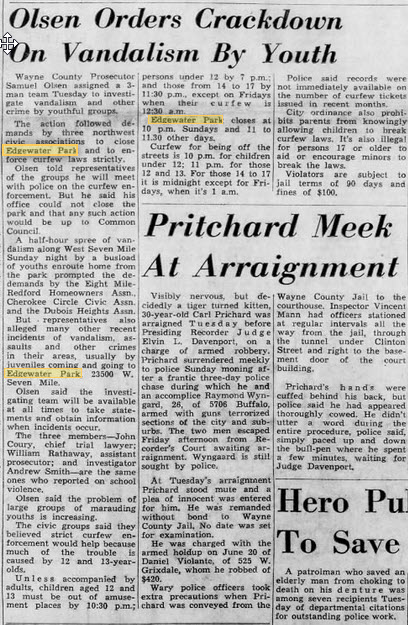 Edgewater Park - ARTICLE ON VANDALISM JULY 29 1964